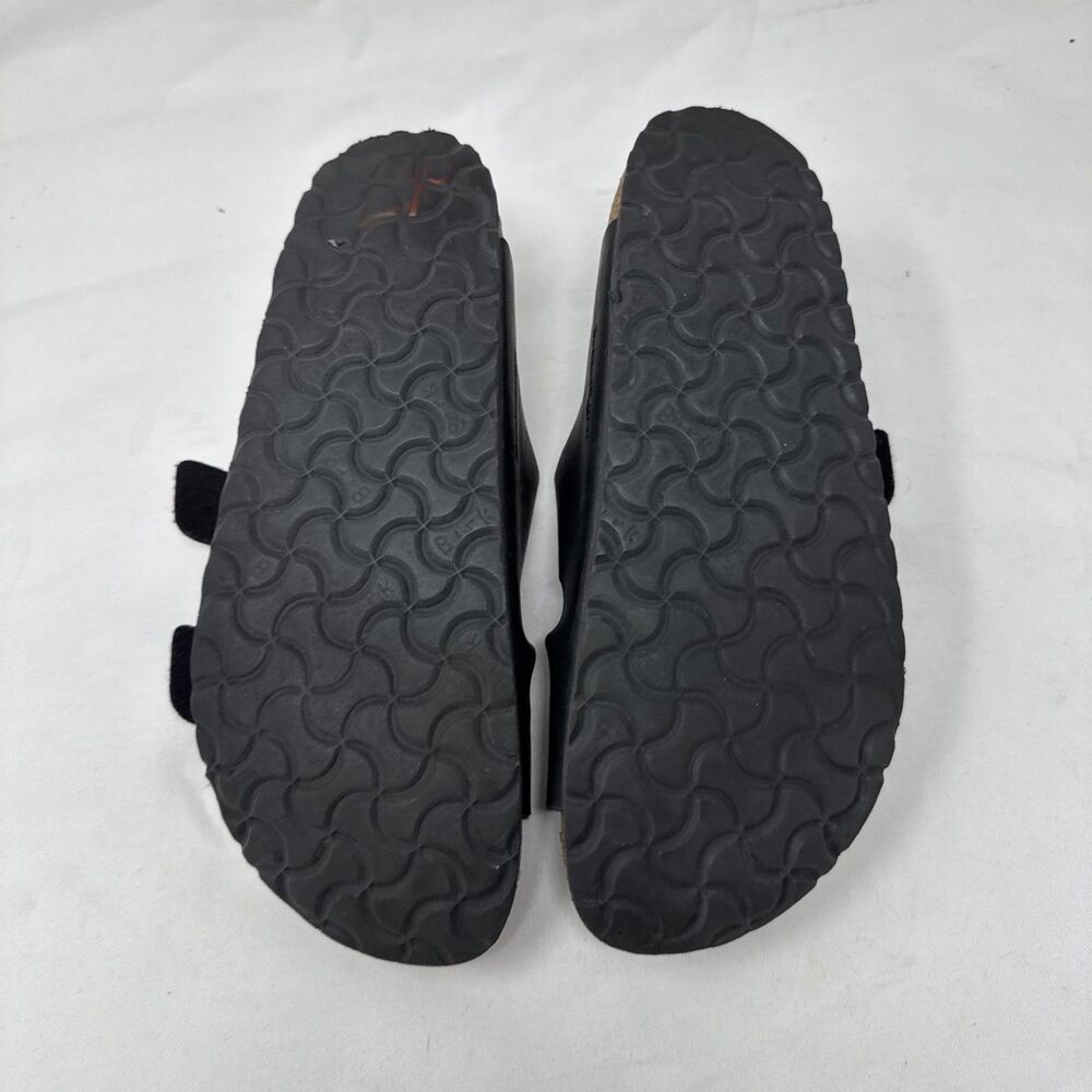 Birkenstock Arizona Black 2-Strap Silver Buckles Sandals EU 39 US L8.5 - Picture 6 of 8